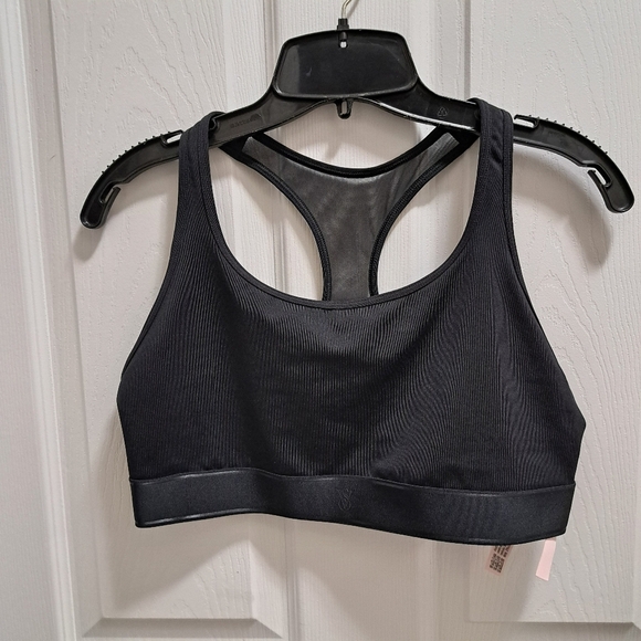 Victoria's Secret Black Sports Bra Women's Size Large Mesh Stretch Active - Picture 7 of 11